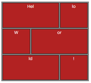 Reference image - HTML elements laid out in a brick-wall pattern